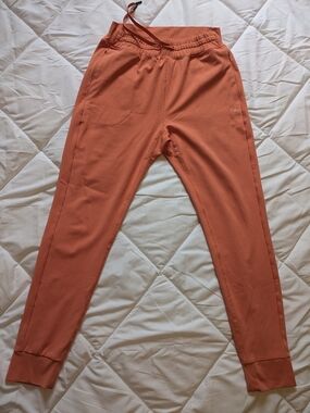 Women's Rust Orange Track Joggers with Elastic Waist